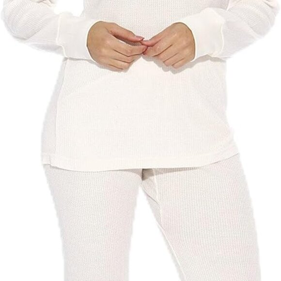 Luxurious Women's Thermal Underwear Set: Cozy 2-Piece Pajamas in Large White - Picture 1 of 4